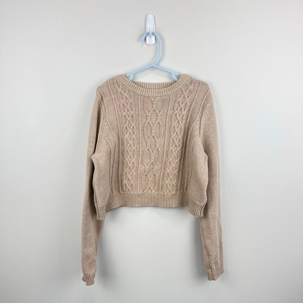Happily Grey Kids Tan Cable Knit Sweater M 7/8